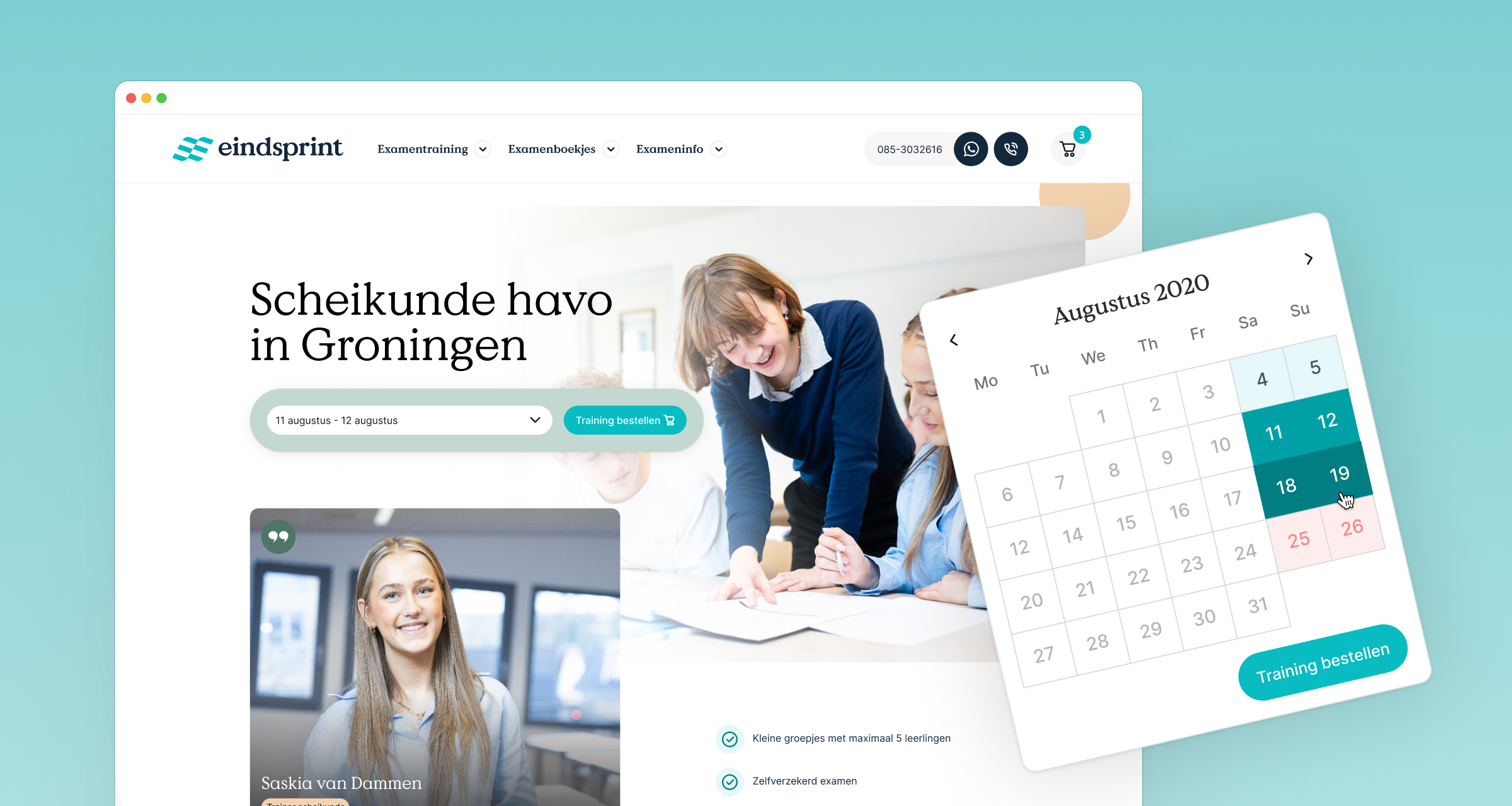 Eindsprint website hero on desktop and mobile