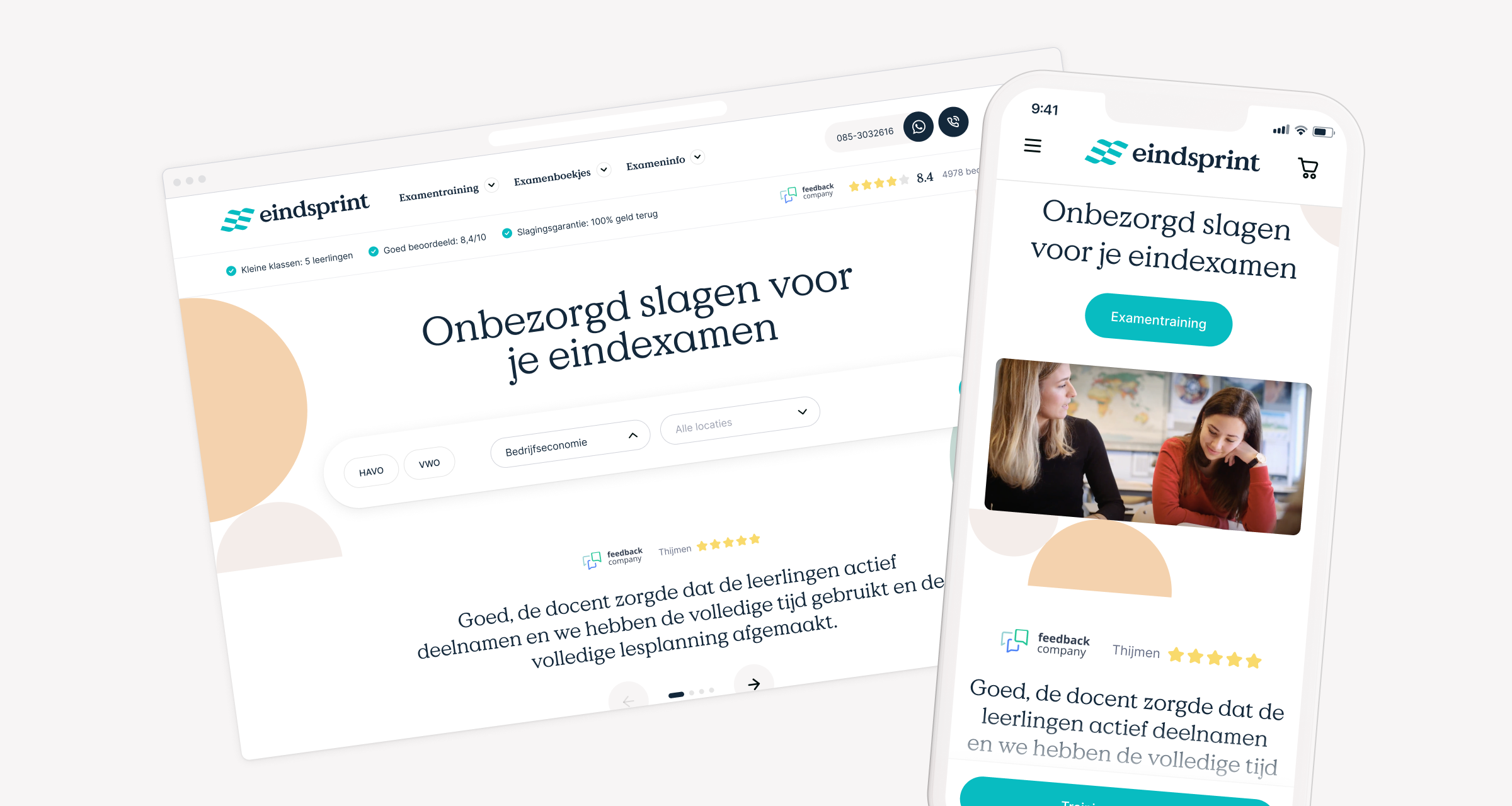 Redesigned Eindsprint training search and booking page