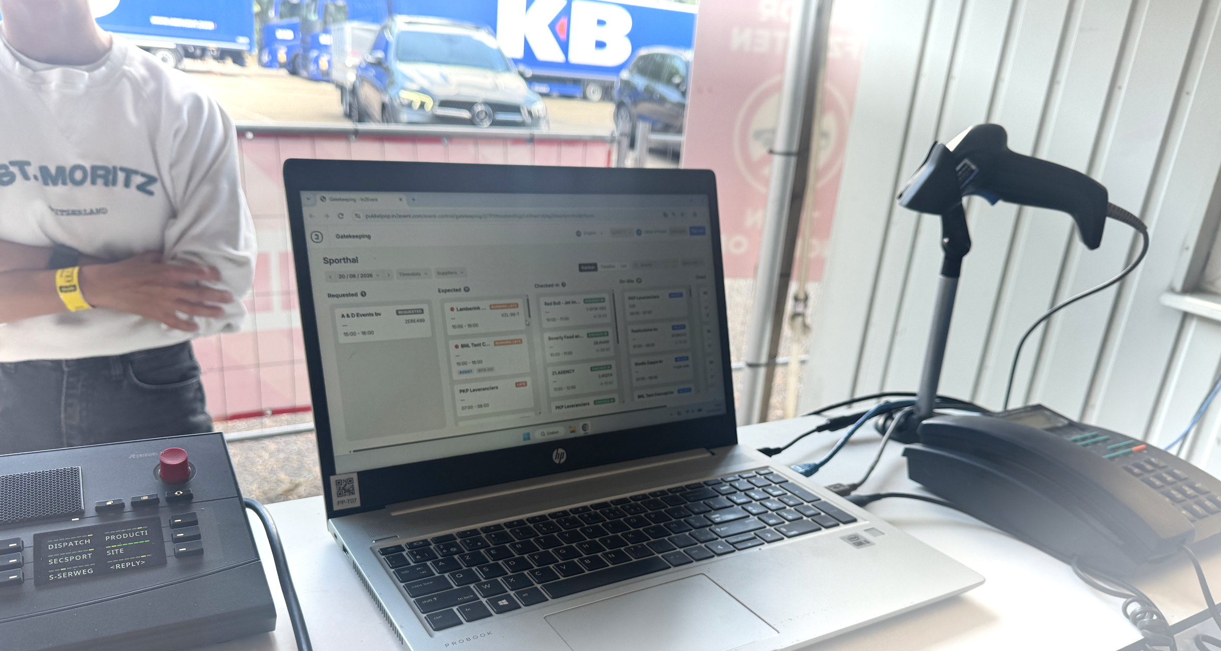 Gatekeeping in use on site, showing requested, expected, checked-in and on-site transports for a gate