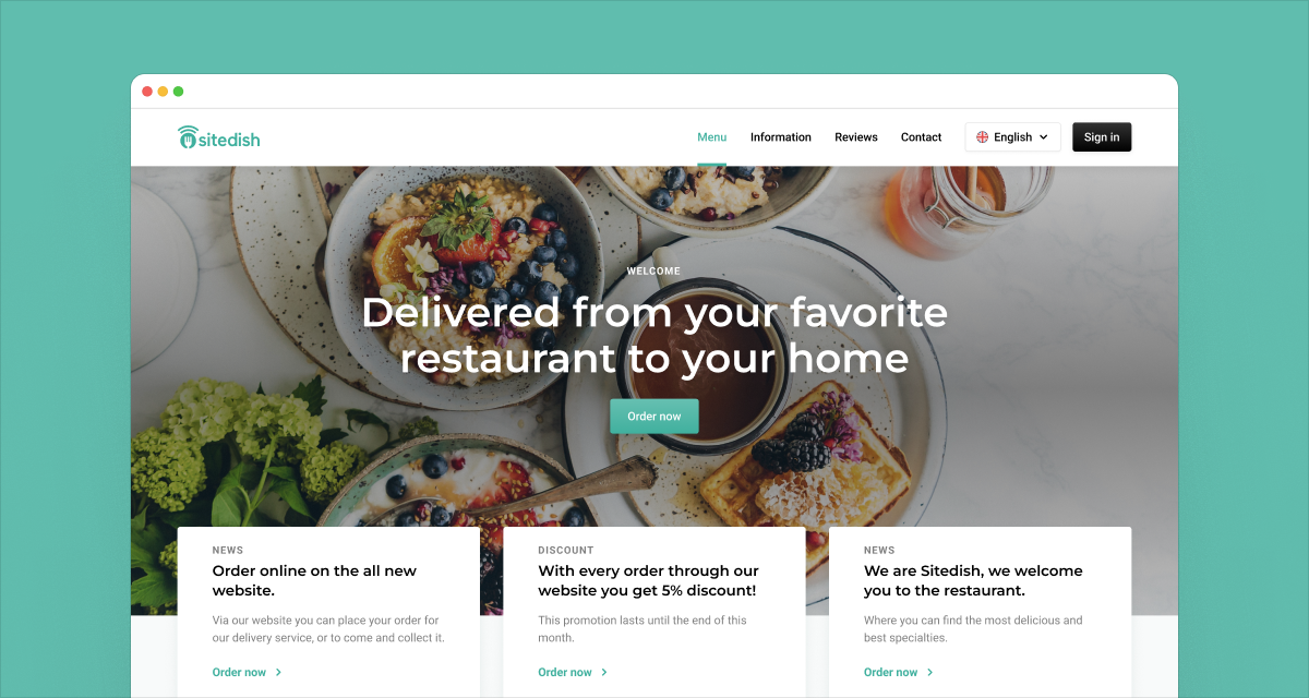 Sitedish ordering website