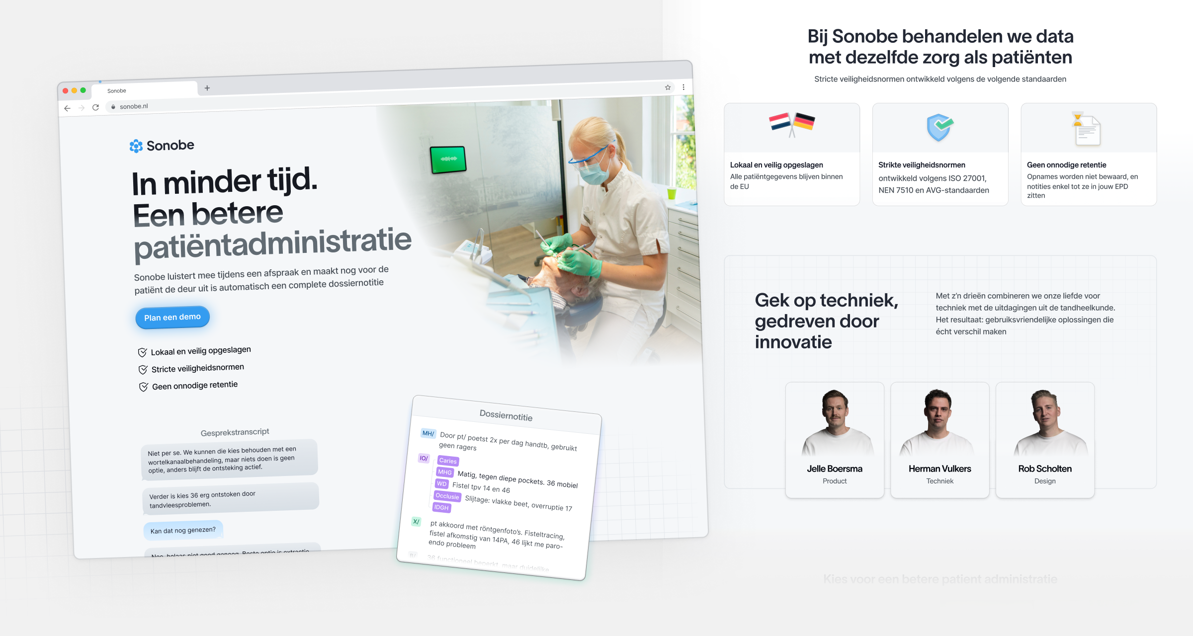 Sonobe security and trust section, and the founding team